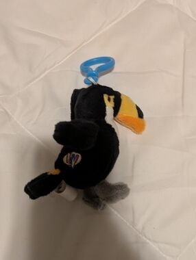 🦋5/25$ Webkinz GANZ Black Toucan Plush Key Clip with Yellow Accent